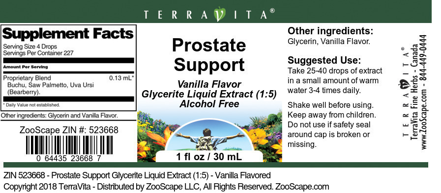 Prostate Support Glycerite Liquid Extract (1:5) - Label