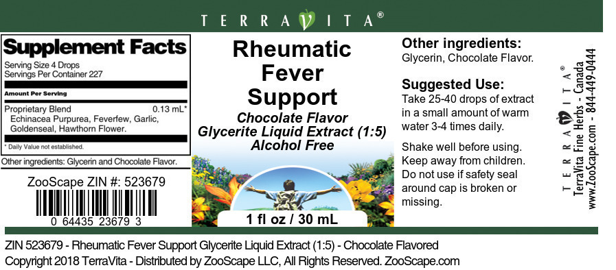 Rheumatic Fever Support Glycerite Liquid Extract (1:5) - Label