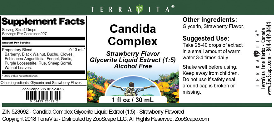 Candida Complex Glycerite Liquid Extract (1:5) - Label