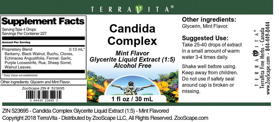 Candida Complex Glycerite Liquid Extract (1:5) - Label
