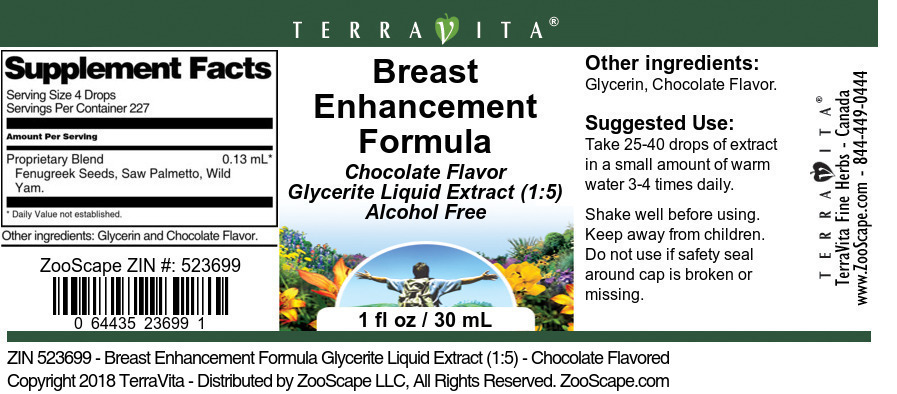 Breast Enhancement Formula Glycerite Liquid Extract (1:5) - Label