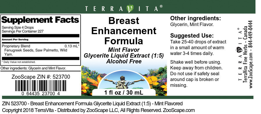 Breast Enhancement Formula Glycerite Liquid Extract (1:5) - Label