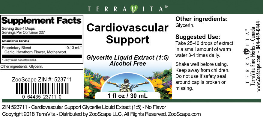 Cardiovascular Support Glycerite Liquid Extract (1:5) - Label