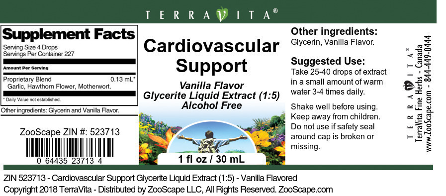 Cardiovascular Support Glycerite Liquid Extract (1:5) - Label