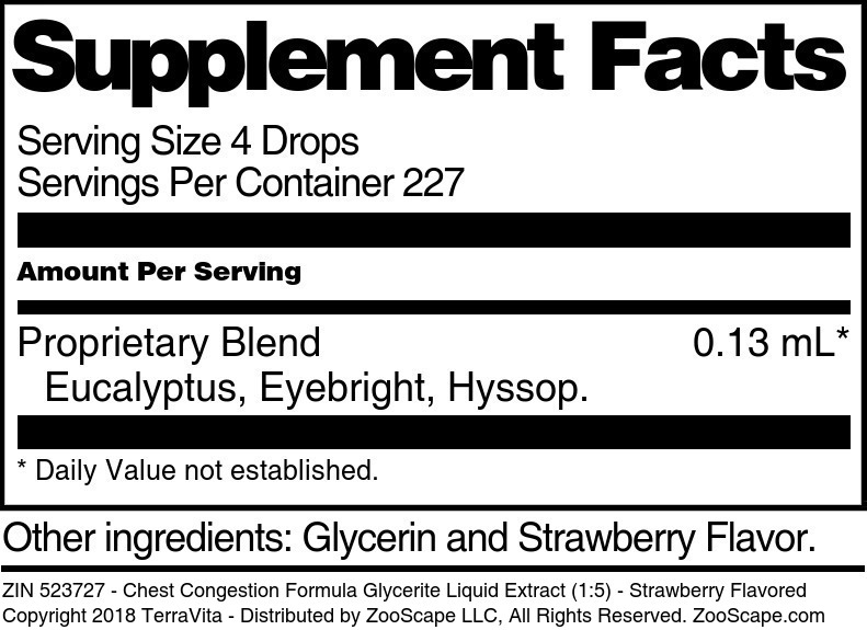 Chest Congestion Formula Glycerite Liquid Extract (1:5) - Supplement / Nutrition Facts