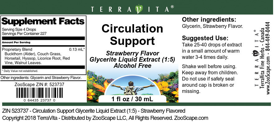 Circulation Support Glycerite Liquid Extract (1:5) - Label