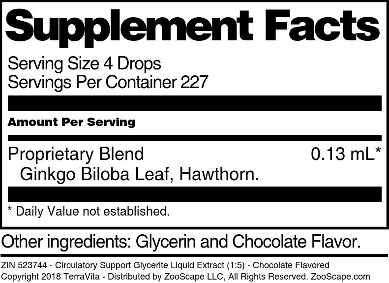 Circulatory Support Glycerite Liquid Extract (1:5) - Supplement / Nutrition Facts