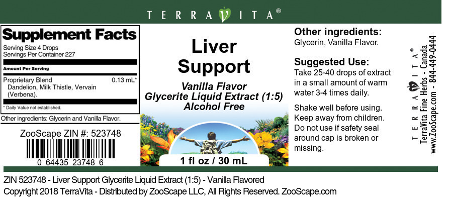 Liver Support Glycerite Liquid Extract (1:5) - Label