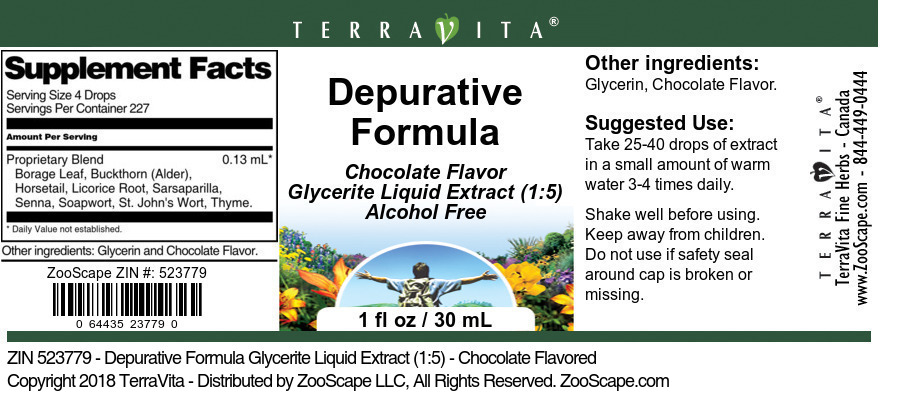 Depurative Formula Glycerite Liquid Extract (1:5) - Label