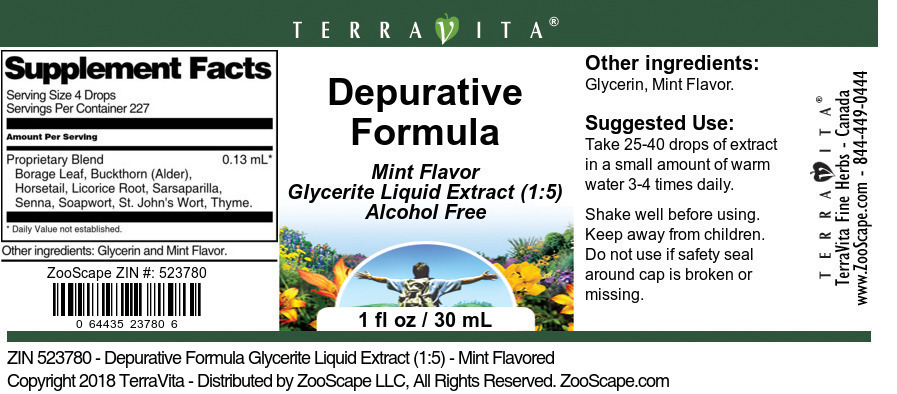 Depurative Formula Glycerite Liquid Extract (1:5) - Label