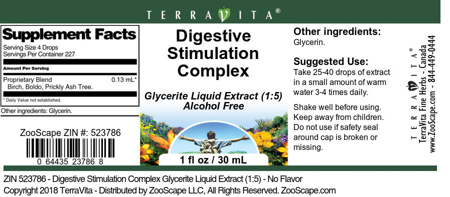 Digestive Stimulation Complex Glycerite Liquid Extract (1:5) - Label