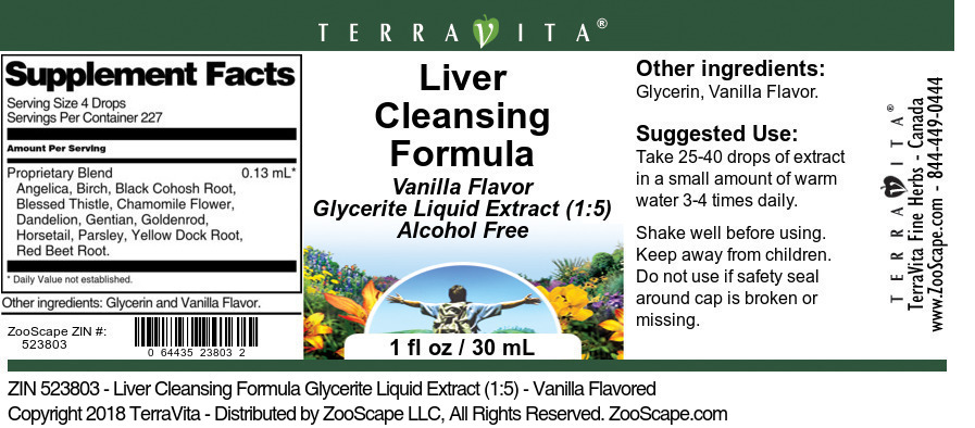 Liver Cleansing Formula Glycerite Liquid Extract (1:5) - Label