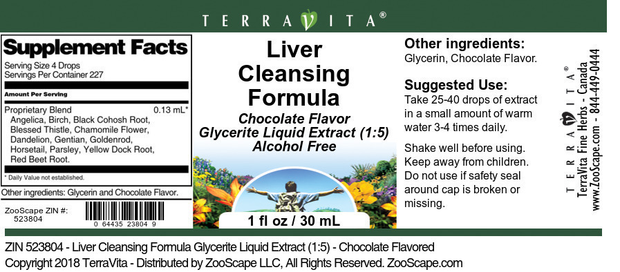 Liver Cleansing Formula Glycerite Liquid Extract (1:5) - Label