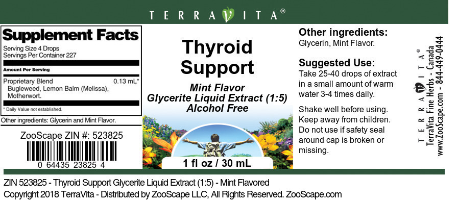 Thyroid Support Glycerite Liquid Extract (1:5) - Label