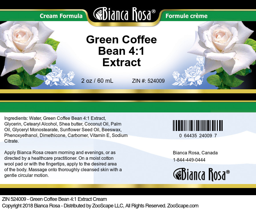 Green Coffee Bean 4:1 Extract Cream - Label