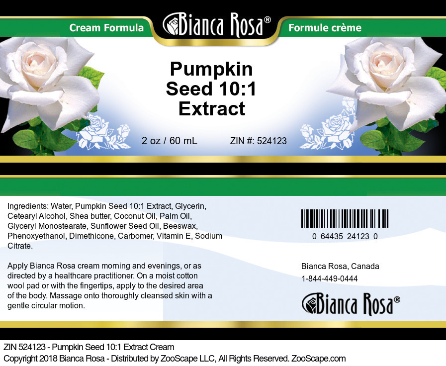 Pumpkin Seed 10:1 Extract Cream - Label