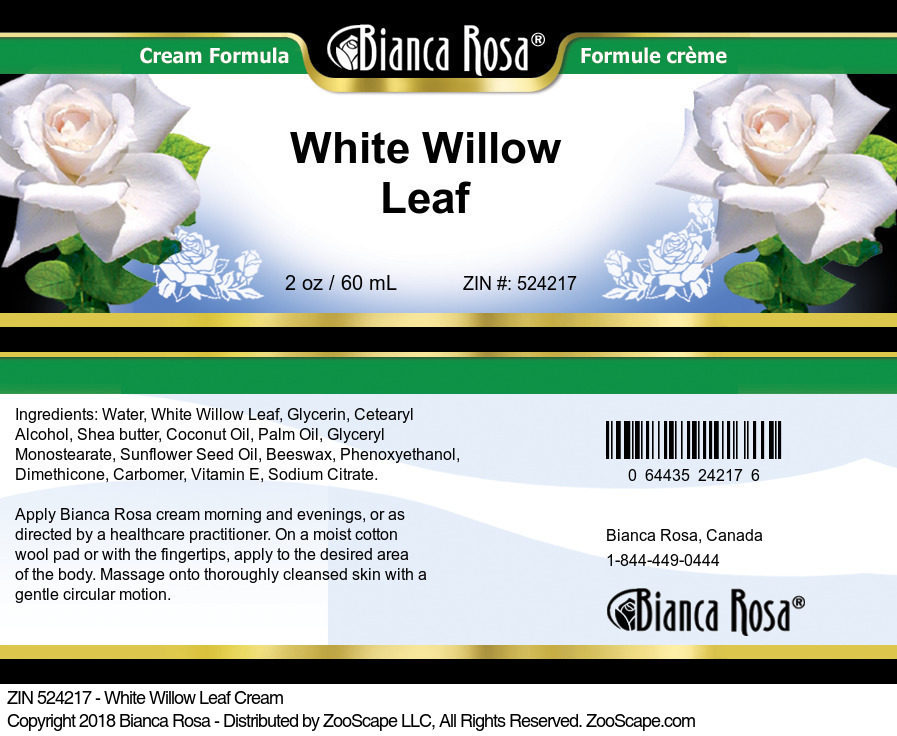 White Willow Leaf Cream - Label