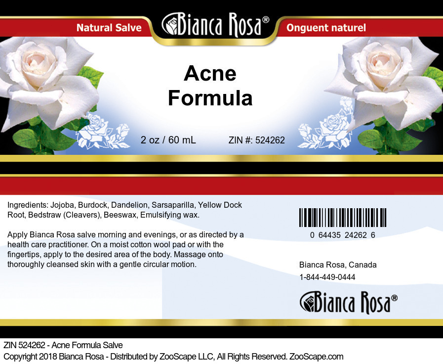 Acne Formula Salve - Label