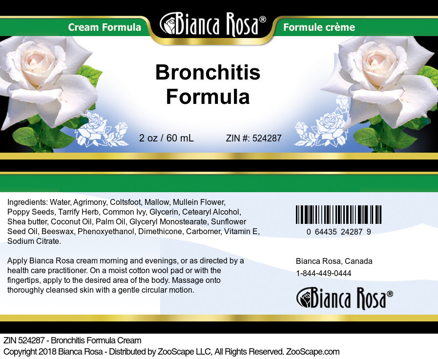 Bronchitis Formula Cream - Label