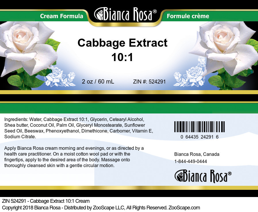 Cabbage Extract 10:1 Cream - Label