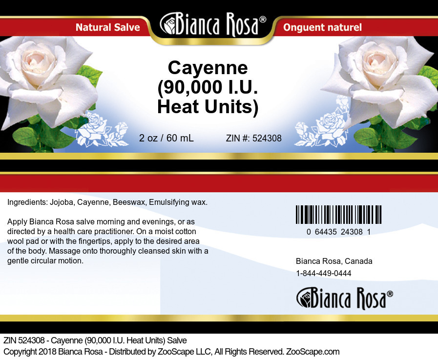 Cayenne (90,000 I.U. Heat Units) Salve - Label