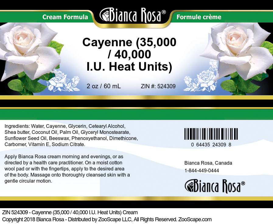 Cayenne (35,000 / 40,000 I.U. Heat Units) Cream - Label