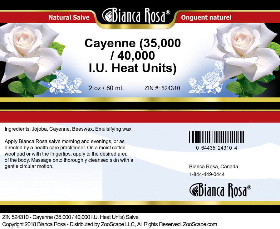 Cayenne (35,000 / 40,000 I.U. Heat Units) Salve - Label