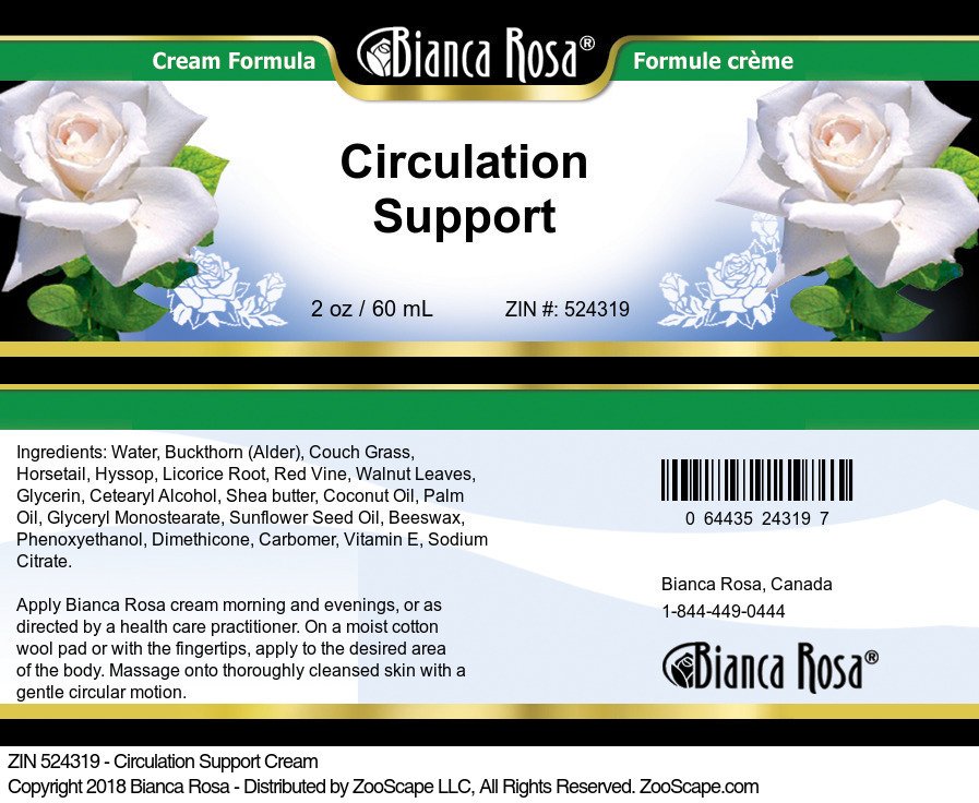 Circulation Support Cream - Label