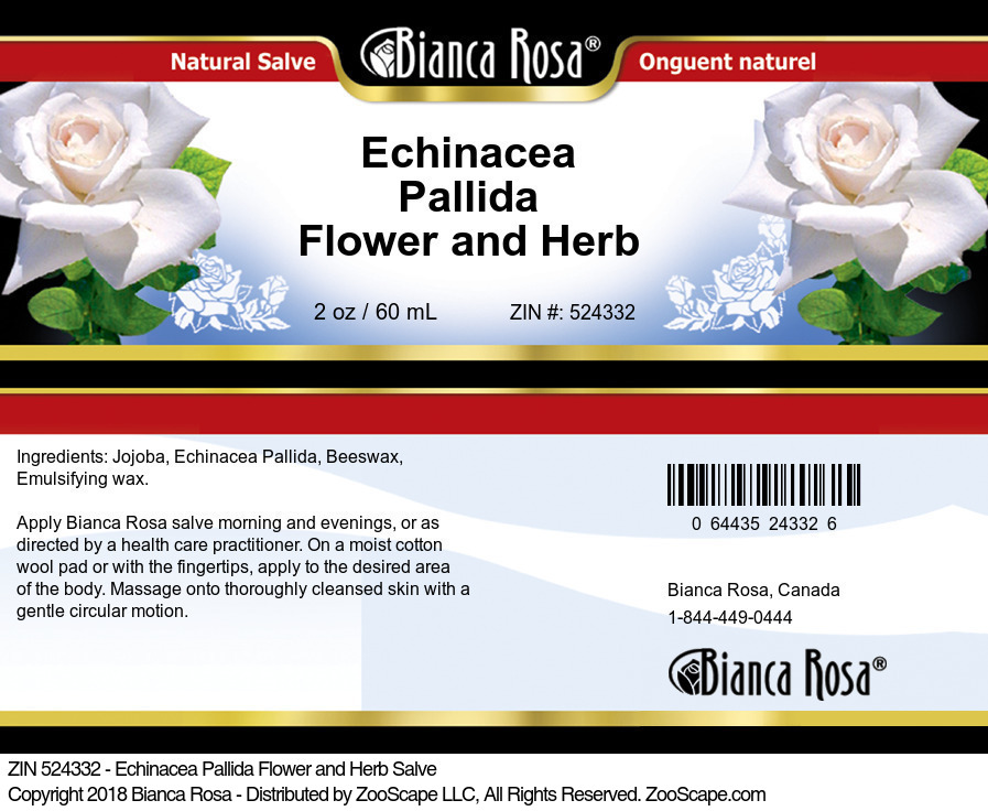 Echinacea Pallida Flower and Herb Salve - Label