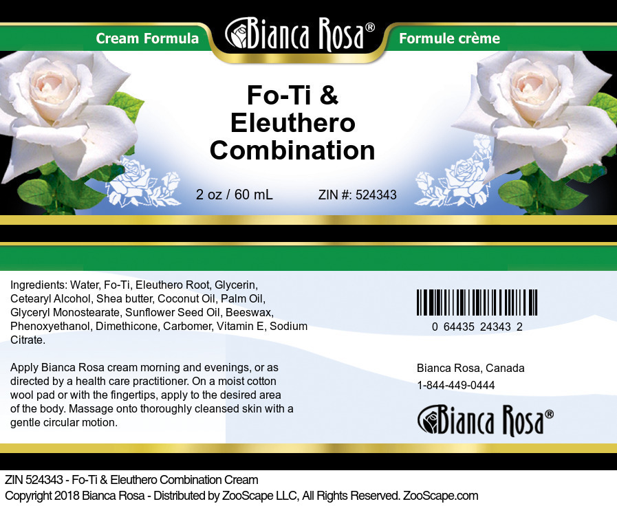 Fo-Ti & Eleuthero Combination Cream - Label