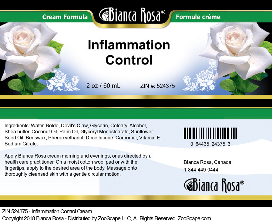 Inflammation Control Cream - Label