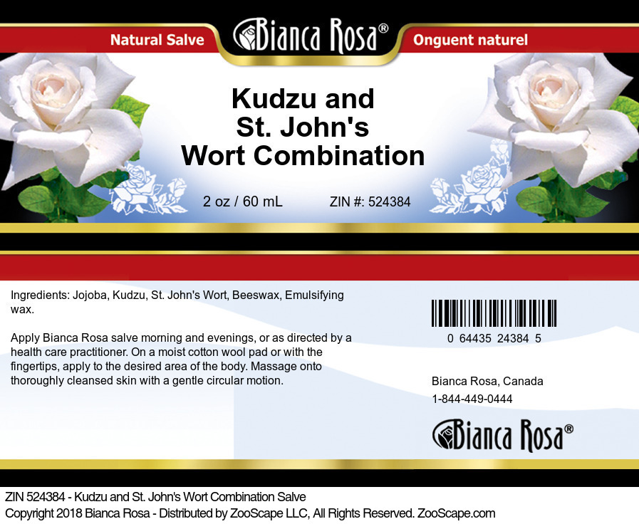 Kudzu and St. John's Wort Combination Salve - Label