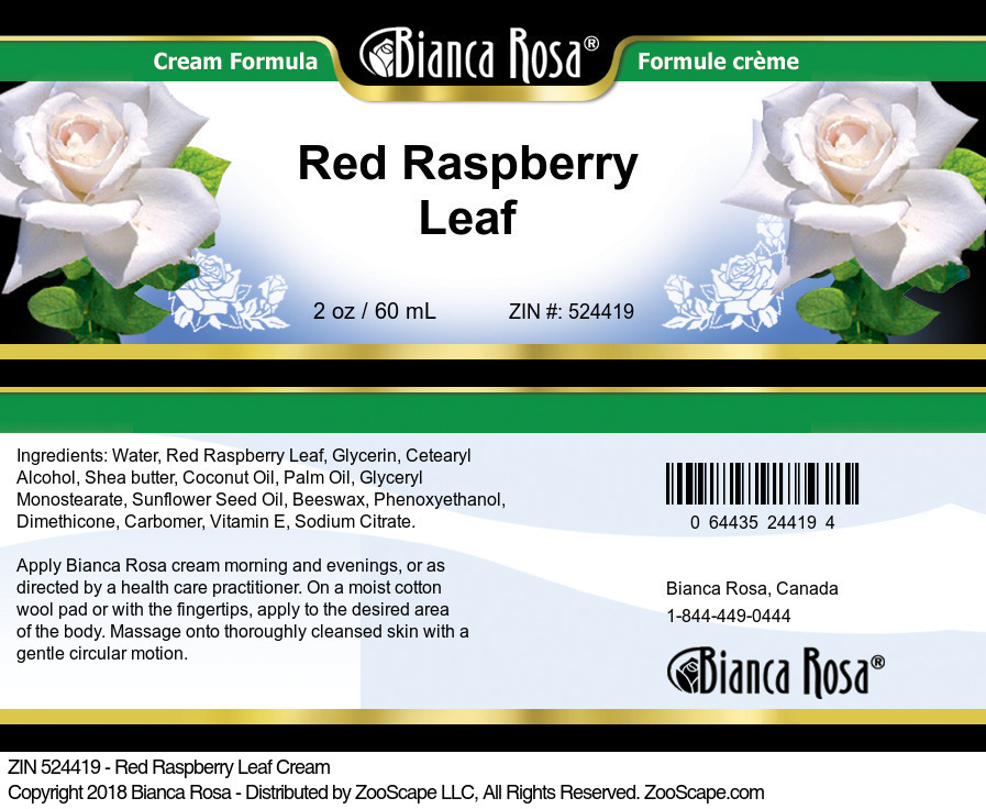 Red Raspberry Leaf Cream - Label