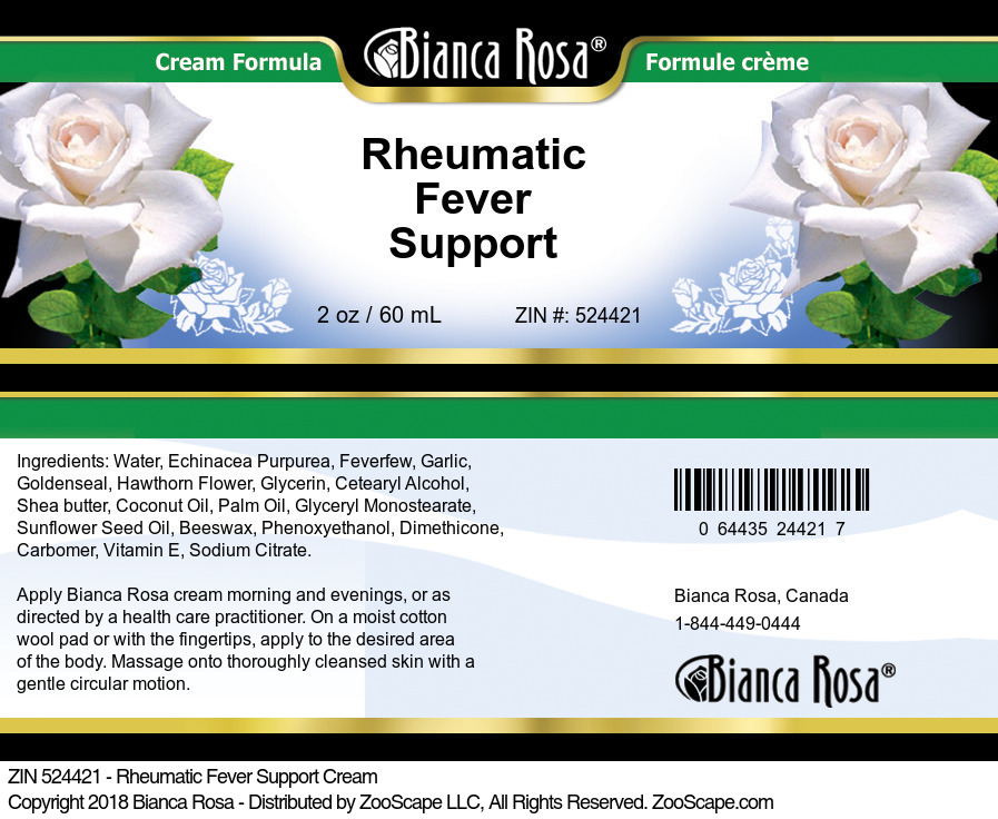 Rheumatic Fever Support Cream - Label