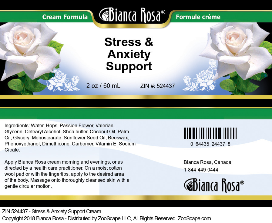 Stress & Anxiety Support Cream - Label