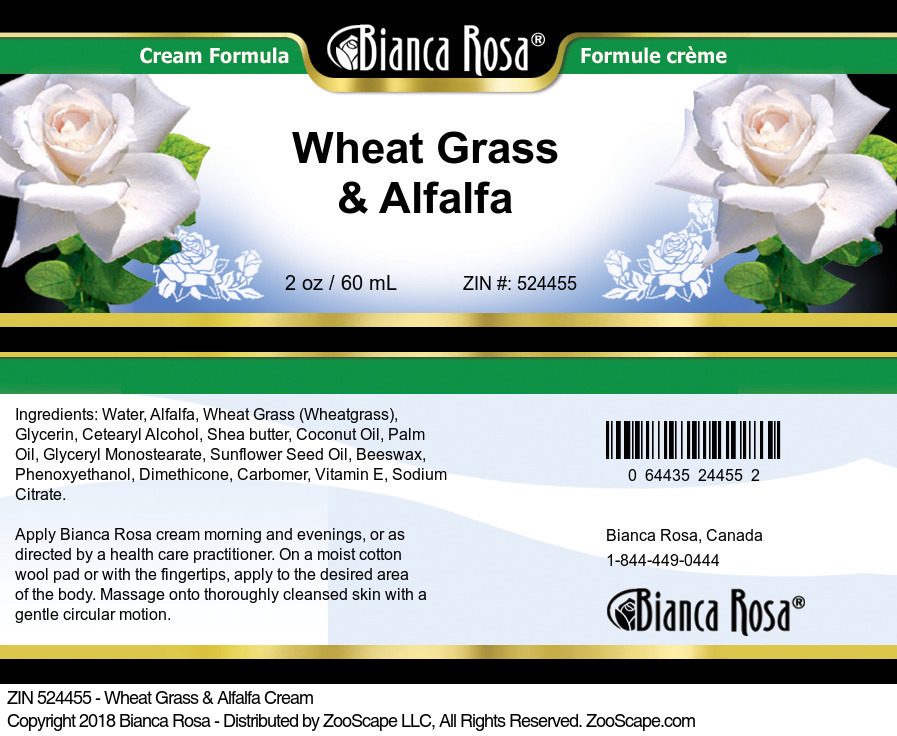 Wheat Grass & Alfalfa Cream - Label