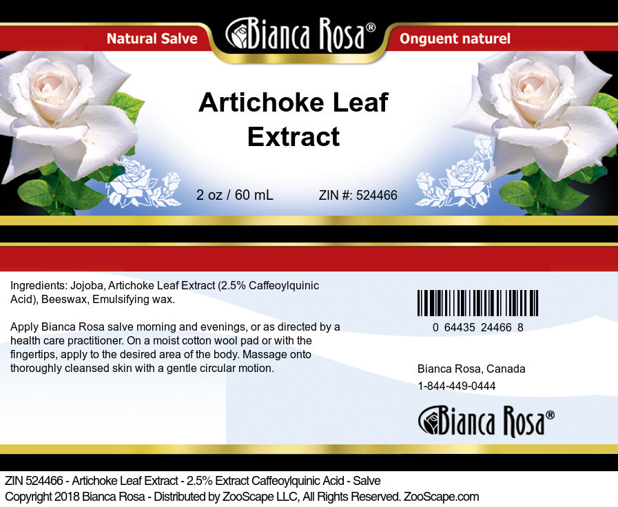 Artichoke Leaf Extract - 2.5% Caffeoylquinic Acid - Salve - Label