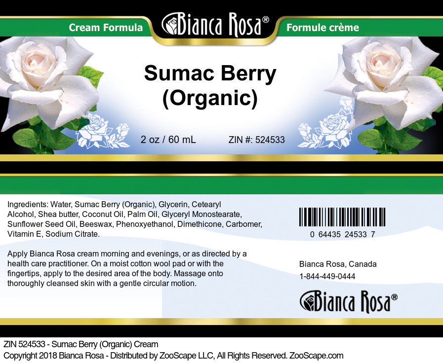 Sumac Berry (Organic) Cream - Label