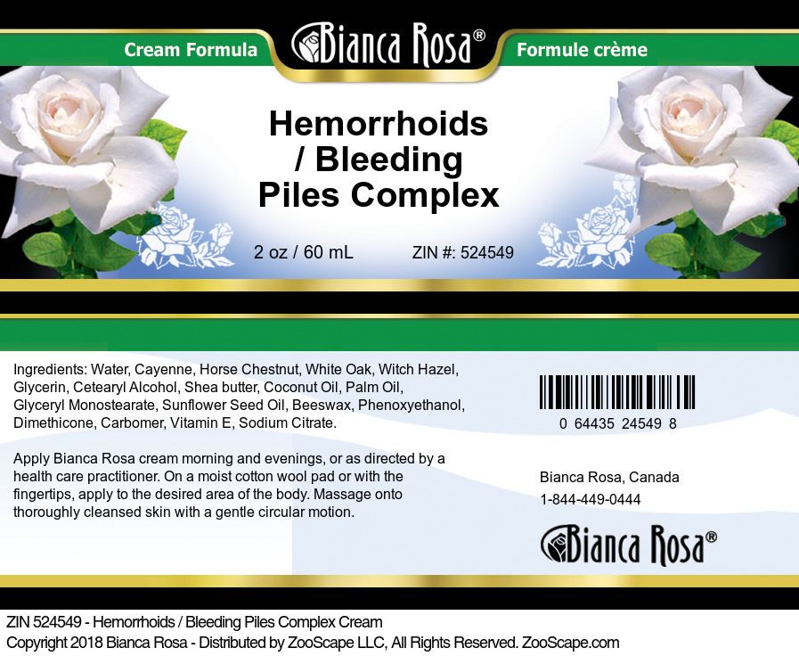 Hemorrhoids / Bleeding Piles Complex Cream - Label