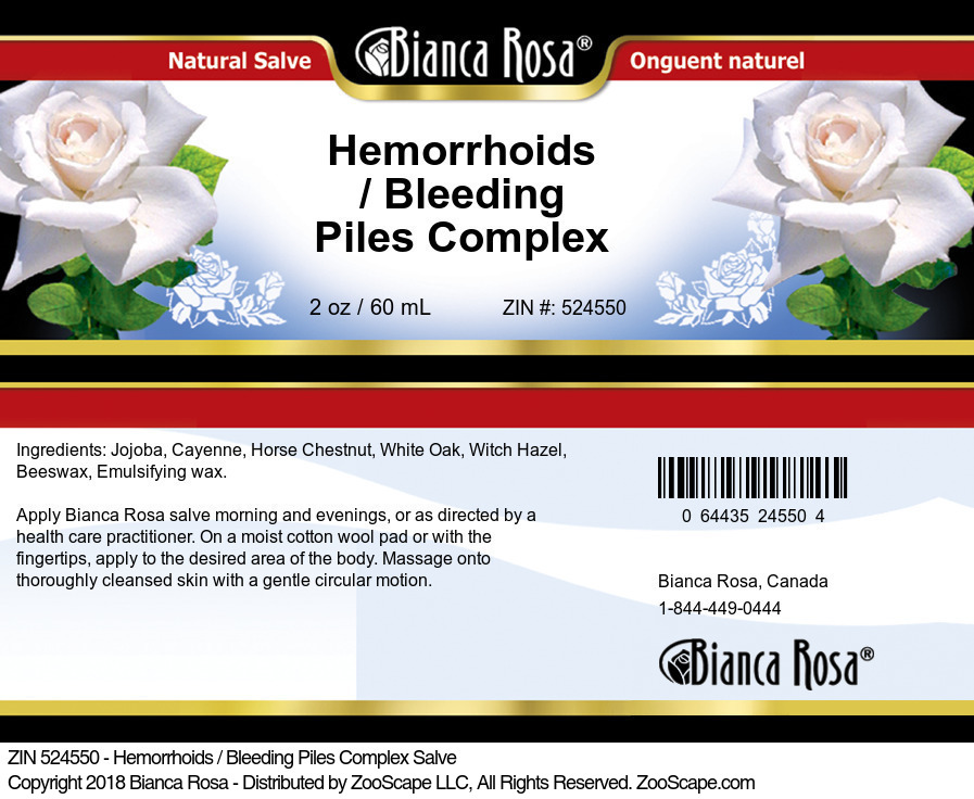 Hemorrhoids / Bleeding Piles Complex Salve - Label