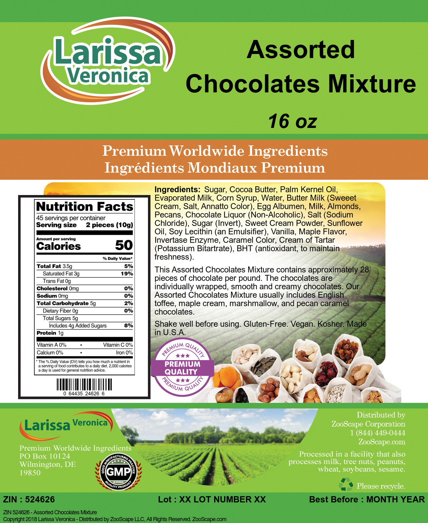Assorted Chocolates Mixture - Label