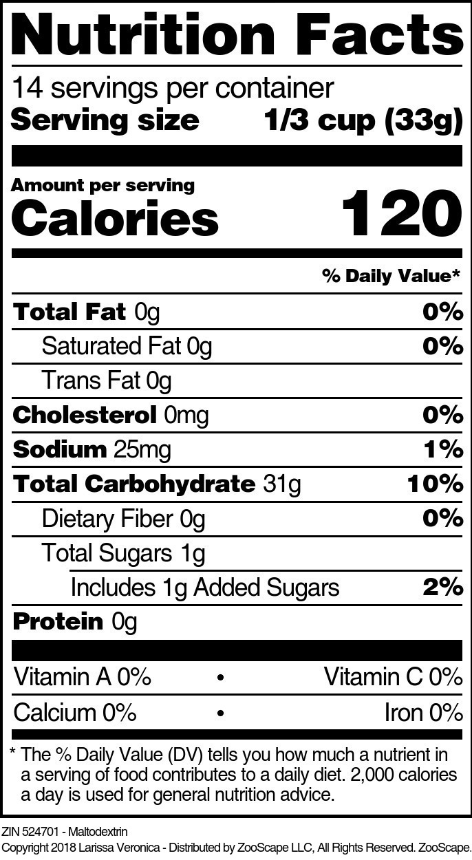 Maltodextrin - Supplement / Nutrition Facts