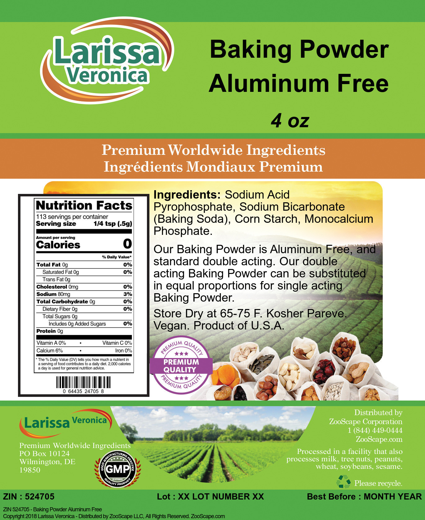 Baking Powder Aluminum Free - Label