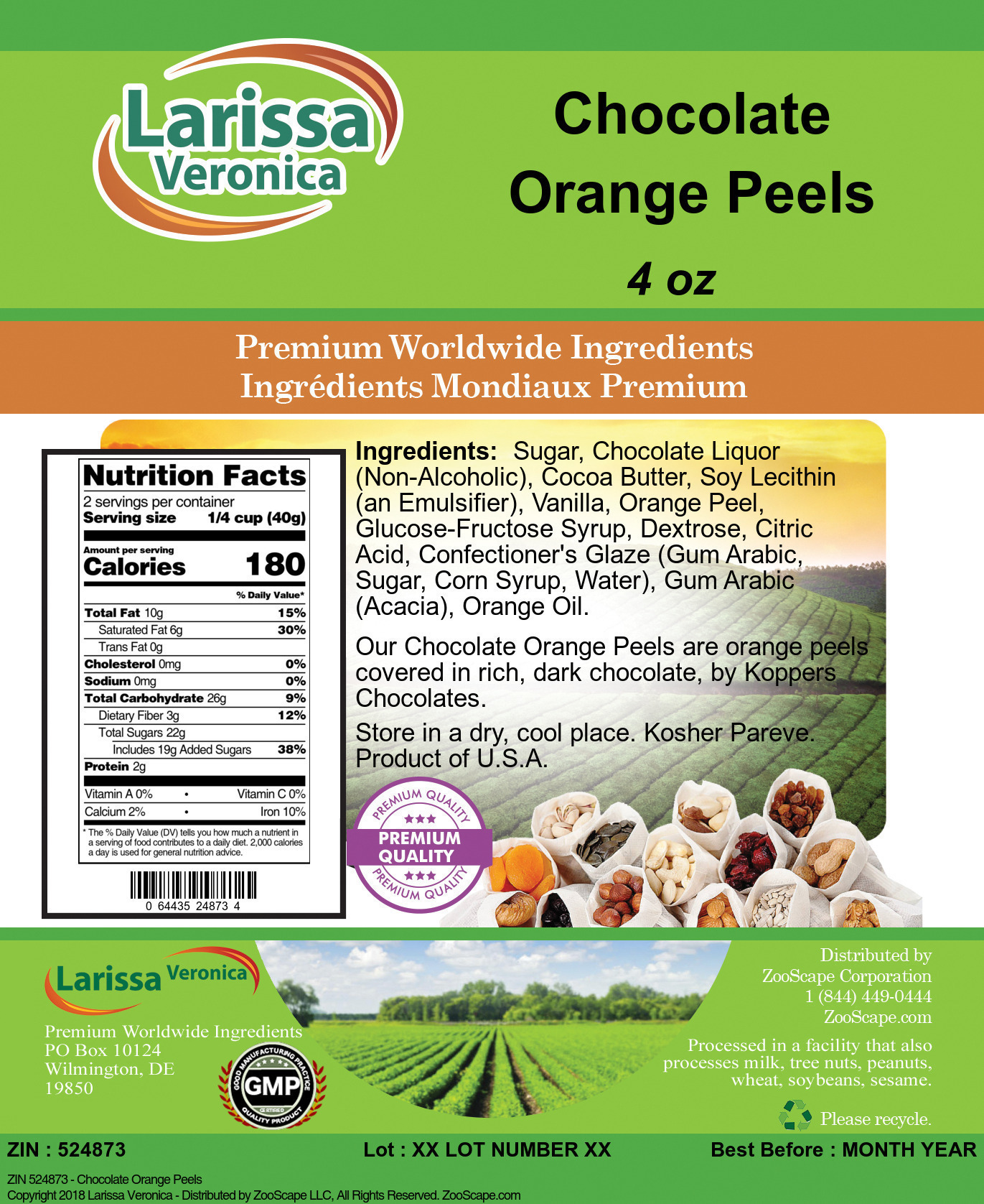 Chocolate Orange Peels - Label