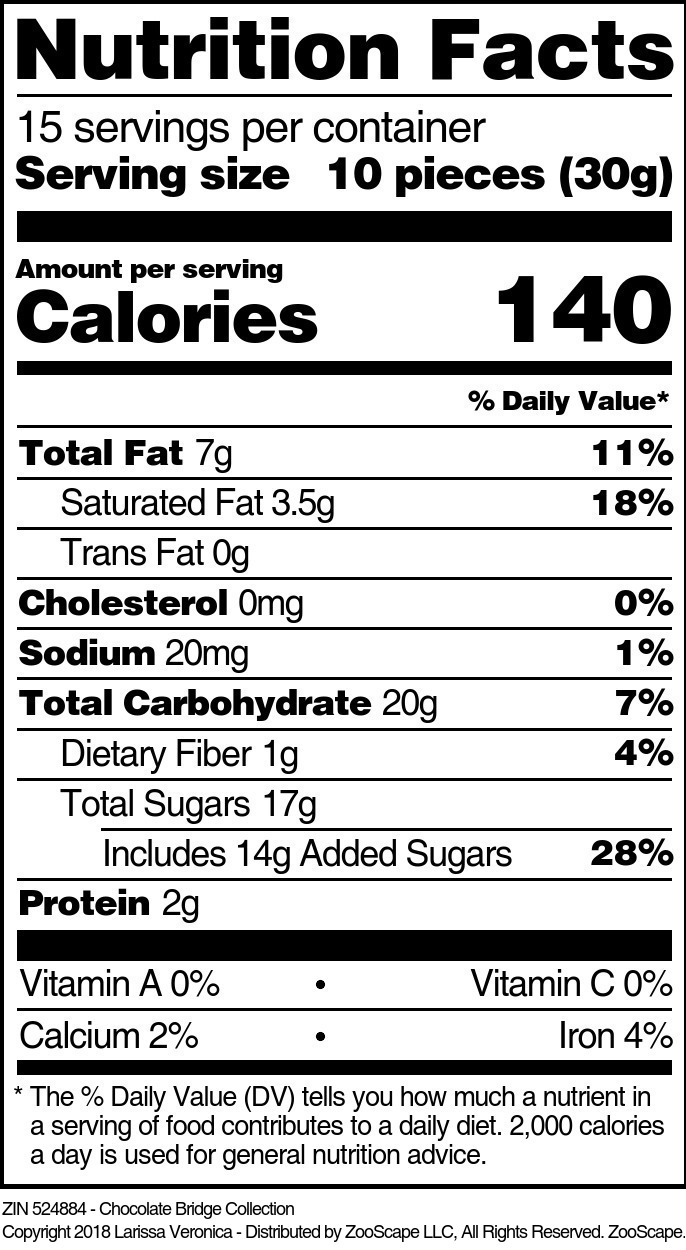 Chocolate Bridge Collection - Supplement / Nutrition Facts