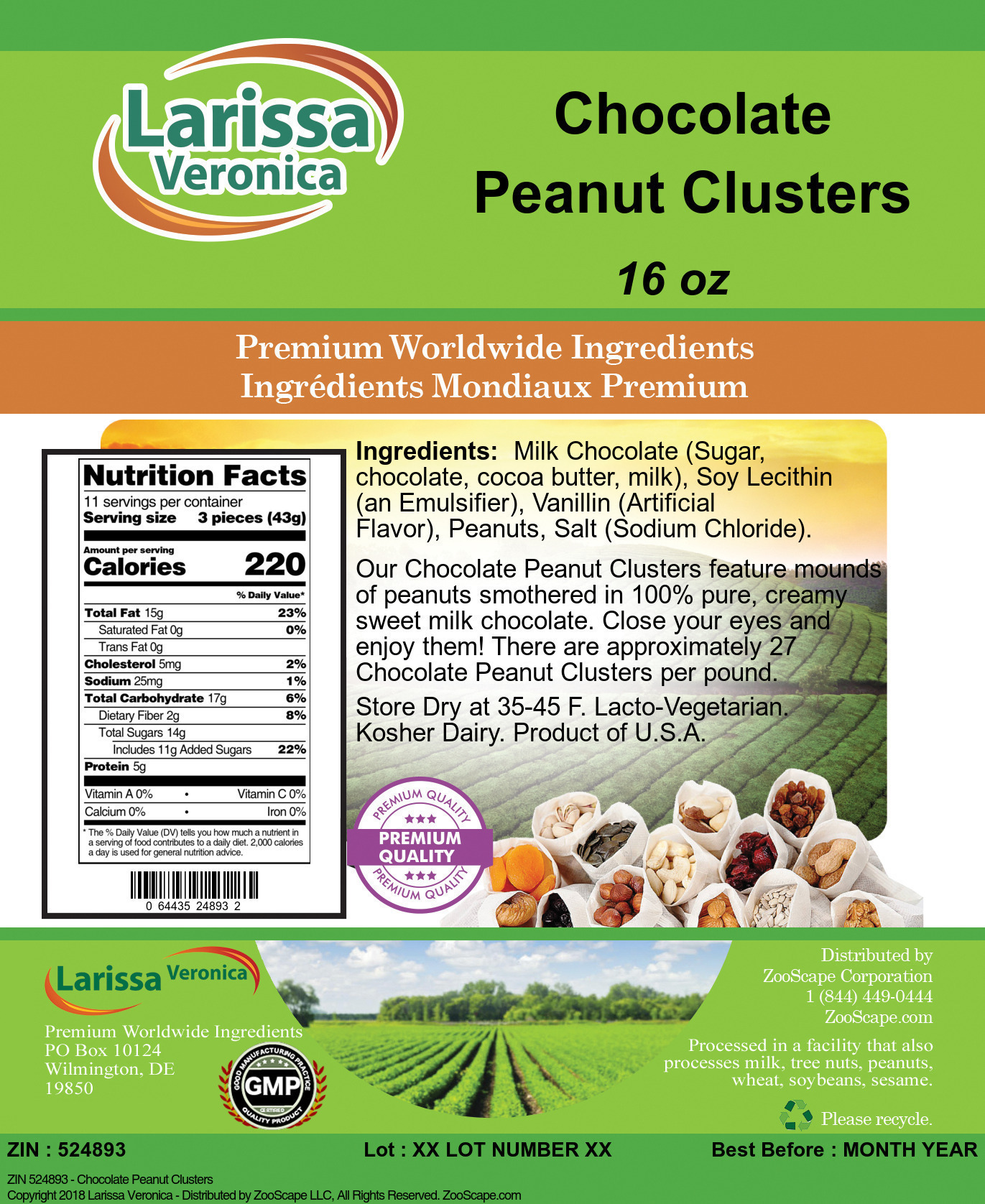 Chocolate Peanut Clusters - Label