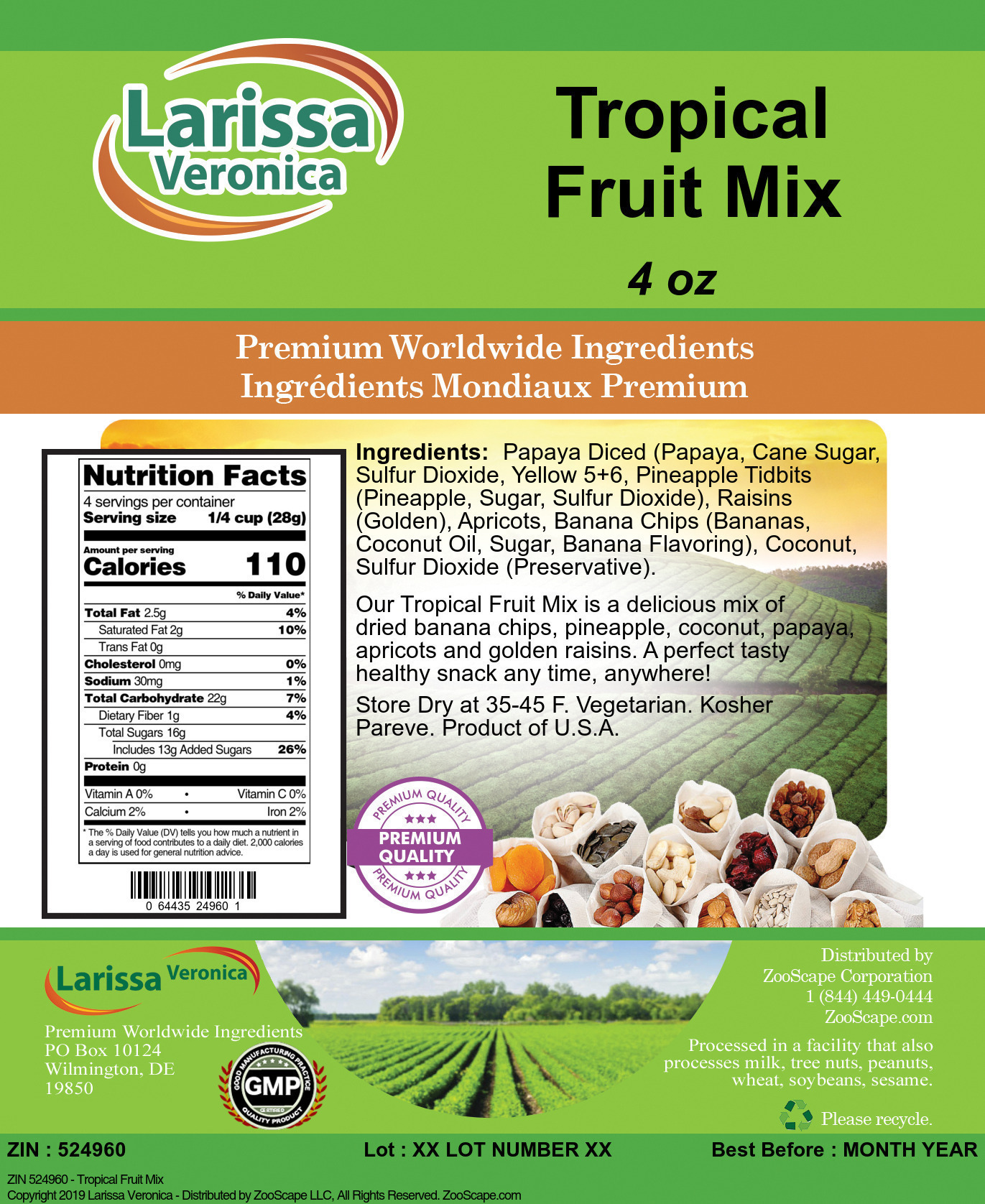 Tropical Fruit Mix - Label