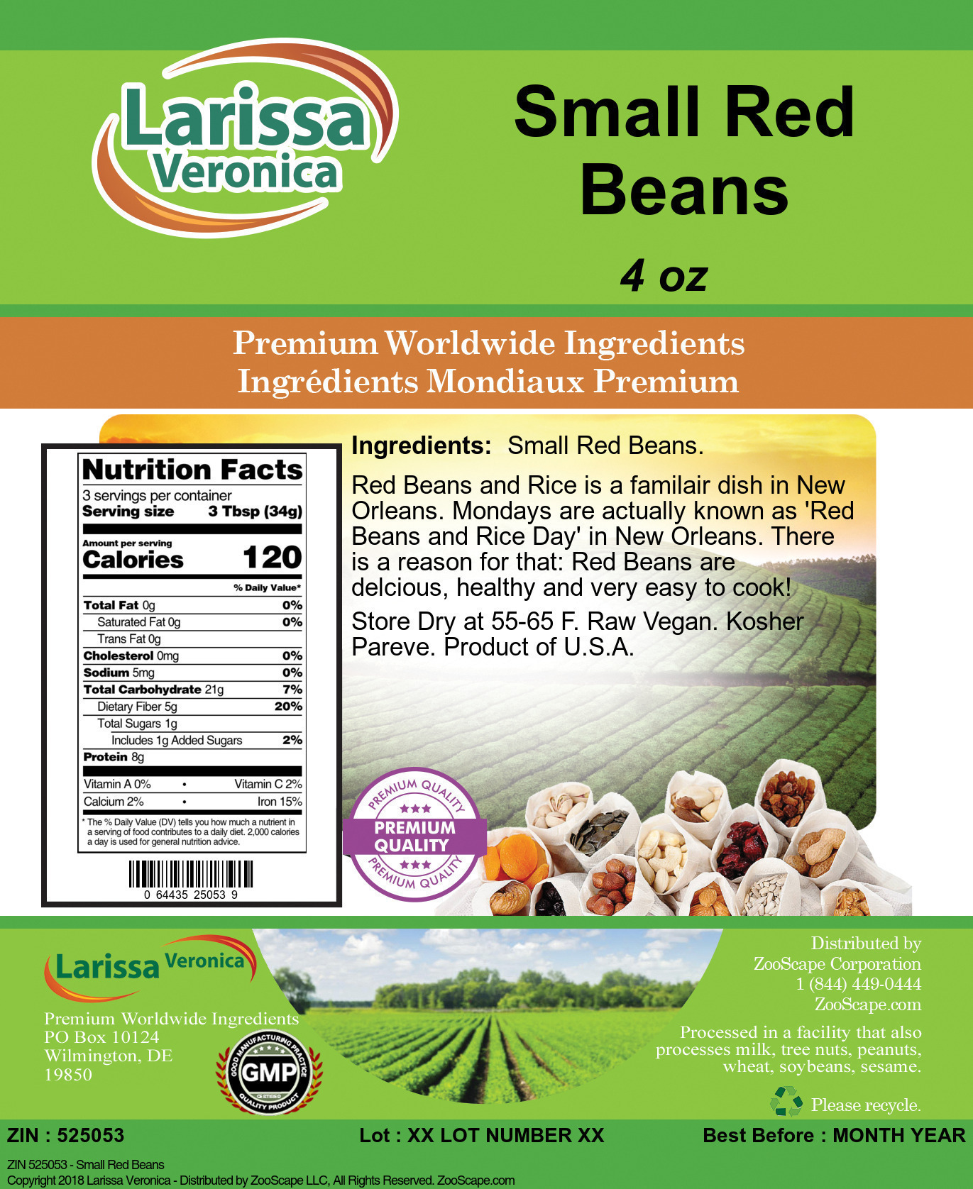 Small Red Beans - Label