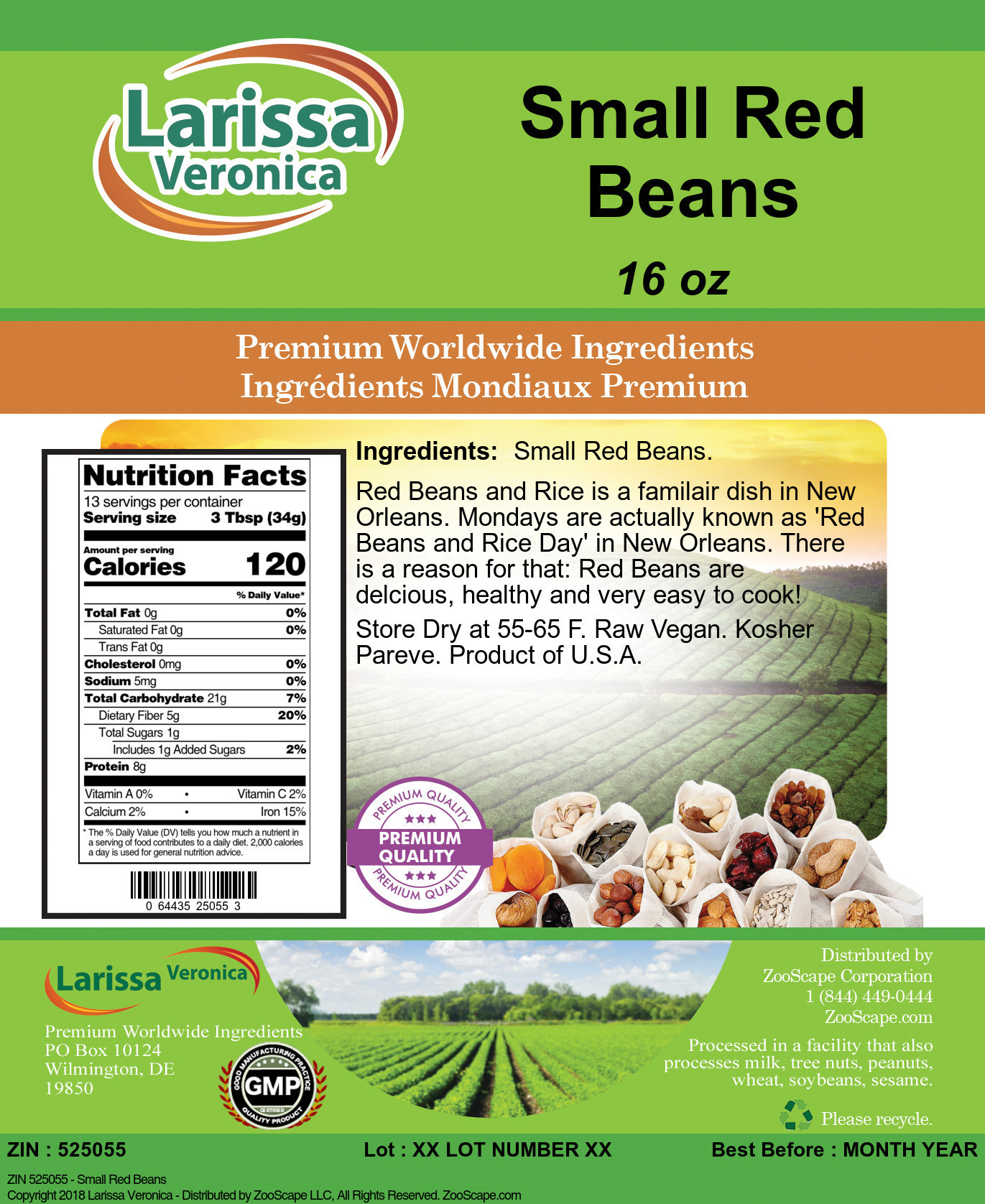 Small Red Beans - Label