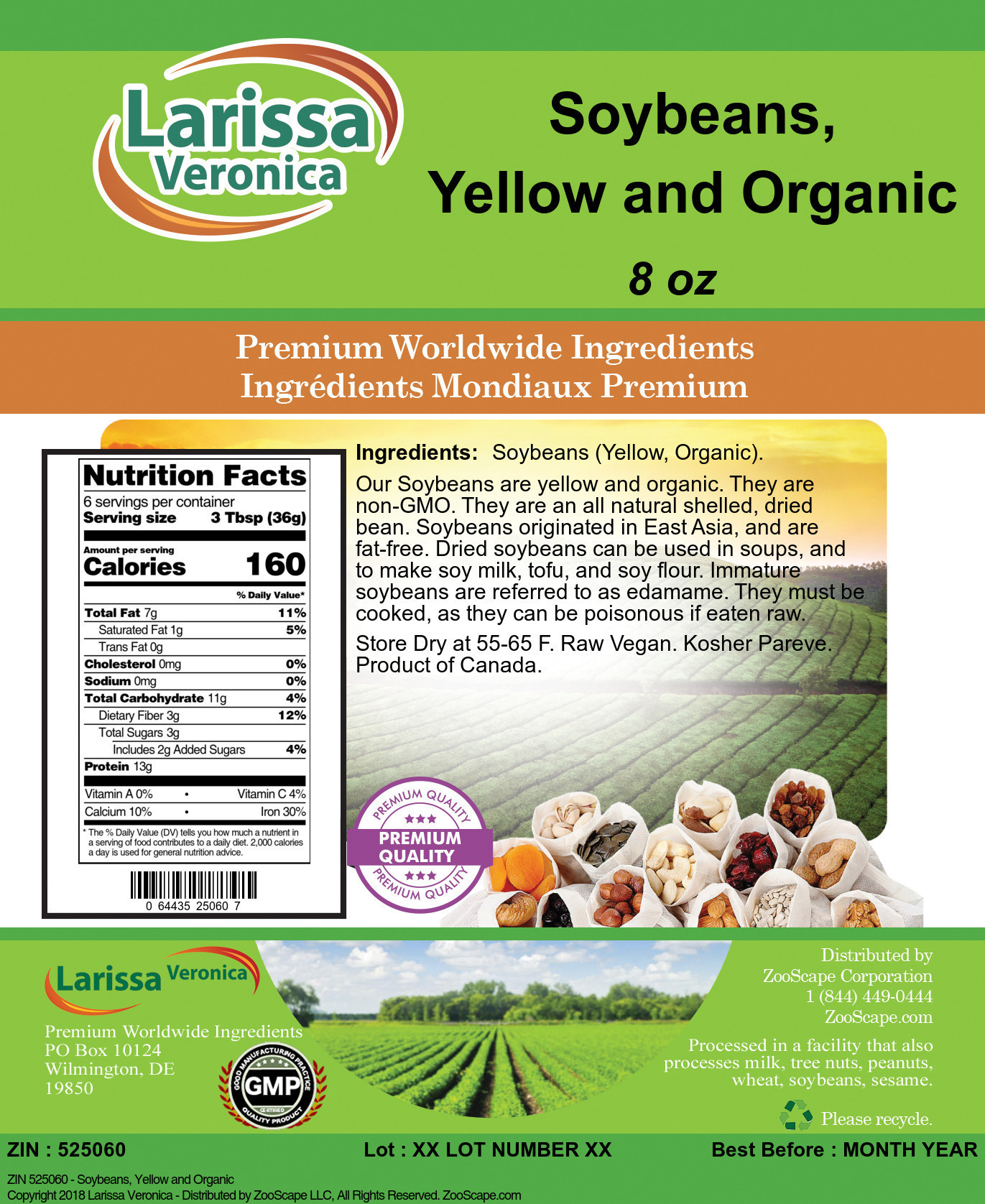 Soybeans, Yellow and Organic - Label